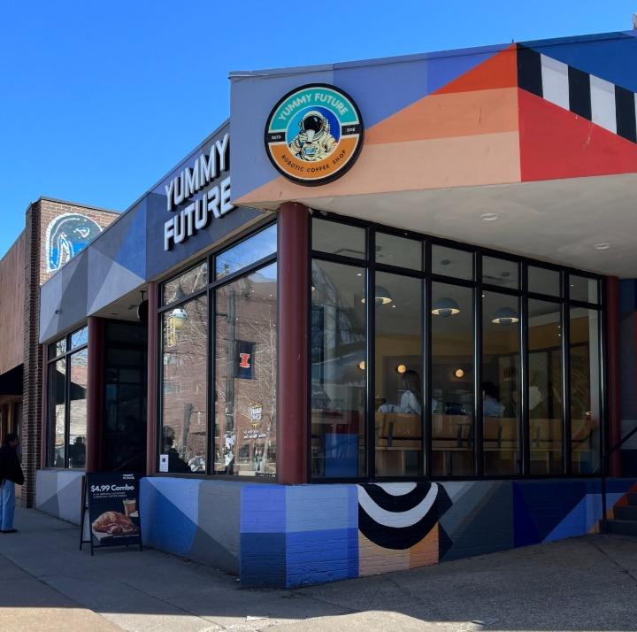 Matcha House at 401 E Green, Champaign — the rebranded storefront by day