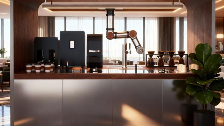 A Yummy Future unit built into a hotel lobby bar &mdash; concept render